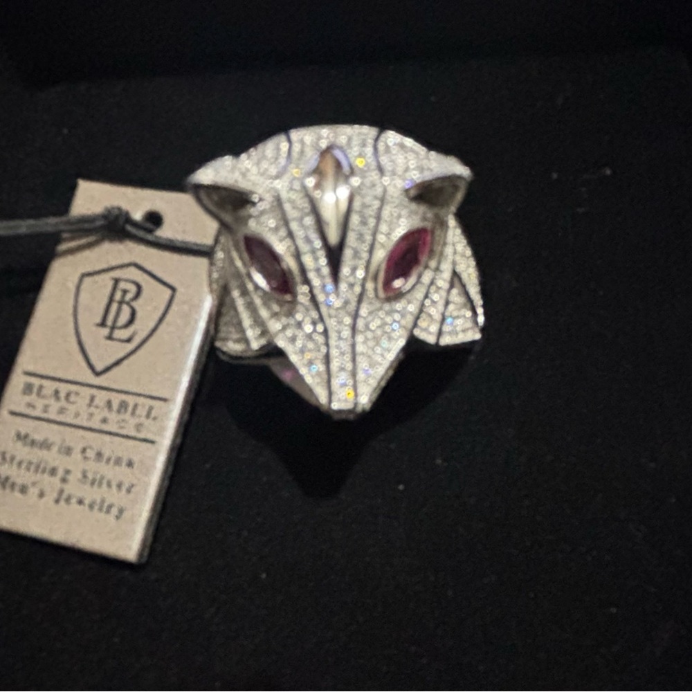 Black Label Silver Fox Ring with Red Accents